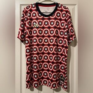 Adidas MARVEL X Captain America TEE Warmup Jersey MLS Men’s Size SML & Large NEW